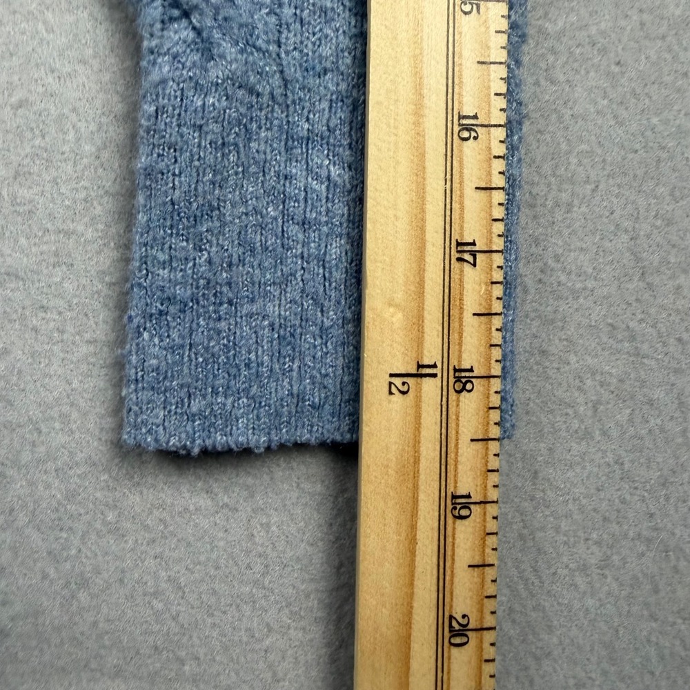 American Eagle Womens Large Blue Cable Knit Soft Full Zip Hoodie Sweater Cropped - Picture 10 of 10